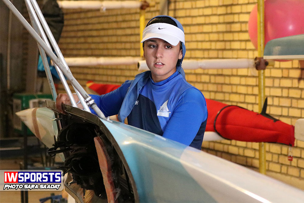 تمرین هانیه بیداد دختر قایقران رویینگ ایران در راه المپیک جوانان آرژانتین